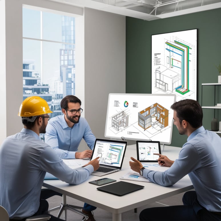 Progettisti al lavoro su un modello BIM di impianto
